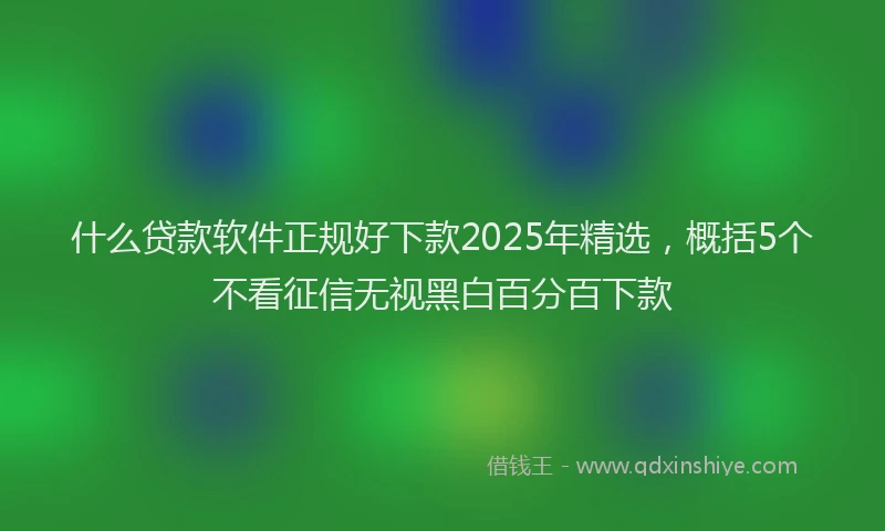 什么贷款软件正规好下款2025年精选，概括5个不看征信无视黑白百分百下款