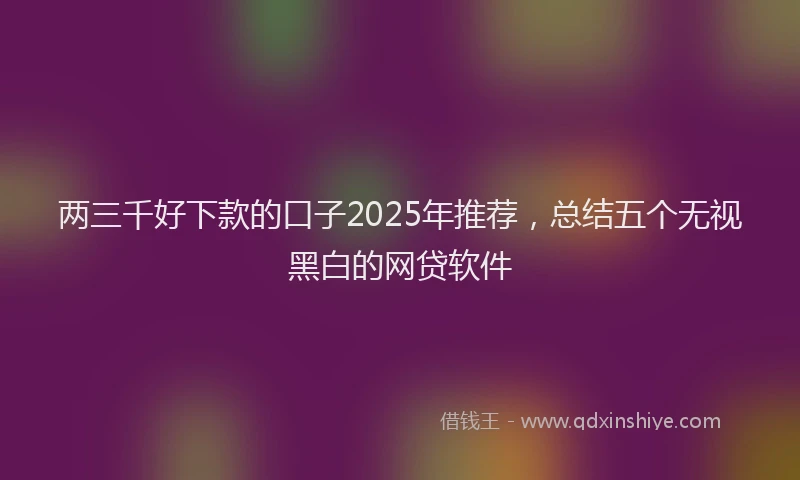两三千好下款的口子2025年推荐，总结五个无视黑白的网贷软件