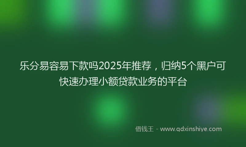 乐分易容易下款吗2025年推荐，归纳5个黑户可快速办理小额贷款业务的平台