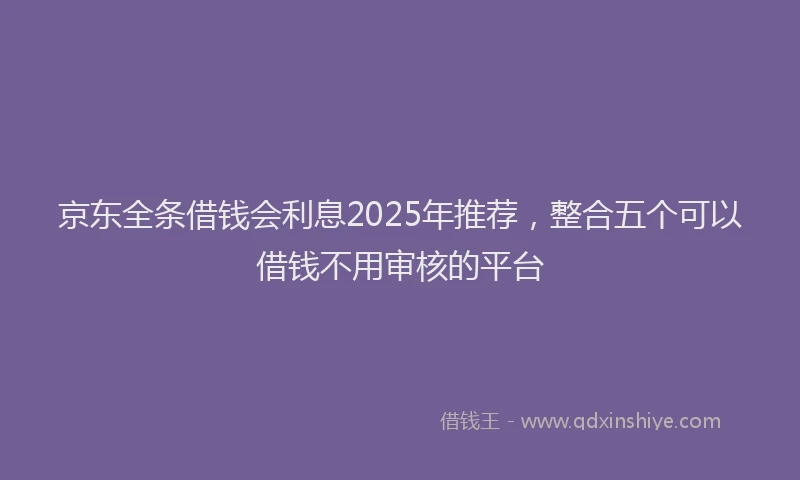 京东全条借钱会利息2025年推荐，整合五个可以借钱不用审核的平台