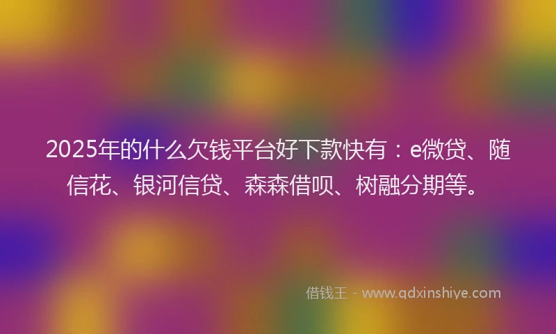 2025年的什么欠钱平台好下款快有：e微贷、随信花、银河信贷、森森借呗、树融分期等。