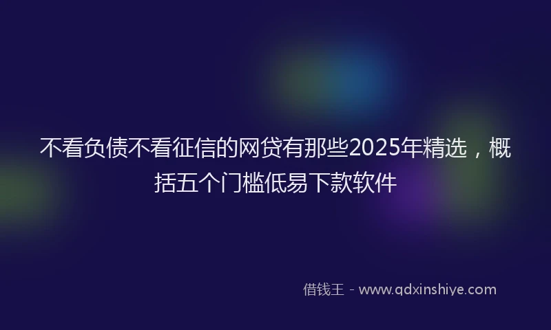 不看负债不看征信的网贷有那些2025年精选，概括五个门槛低易下款软件