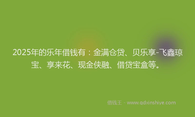 2025年的乐年借钱有：金满仓贷、贝乐享-飞鑫琼宝、享来花、现金侠融、借贷宝盒等。