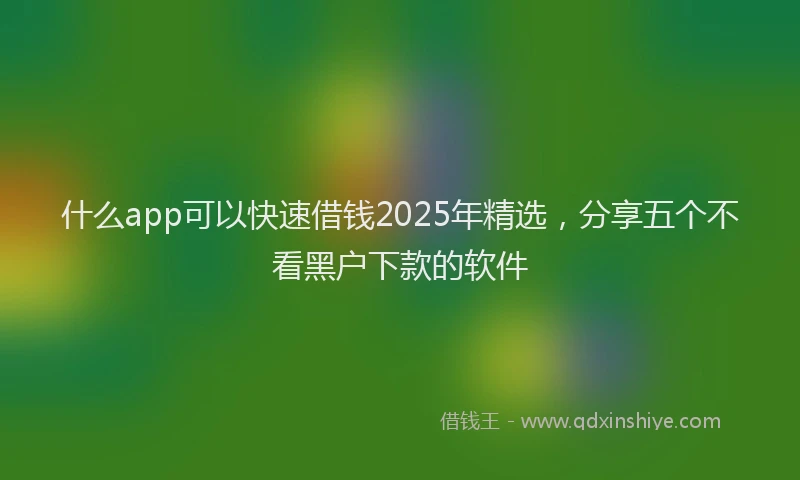 什么app可以快速借钱2025年精选，分享五个不看黑户下款的软件