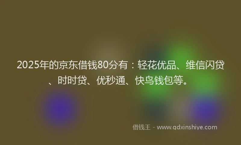2025年的京东借钱80分有：轻花优品、维信闪贷、时时贷、优秒通、快鸟钱包等。