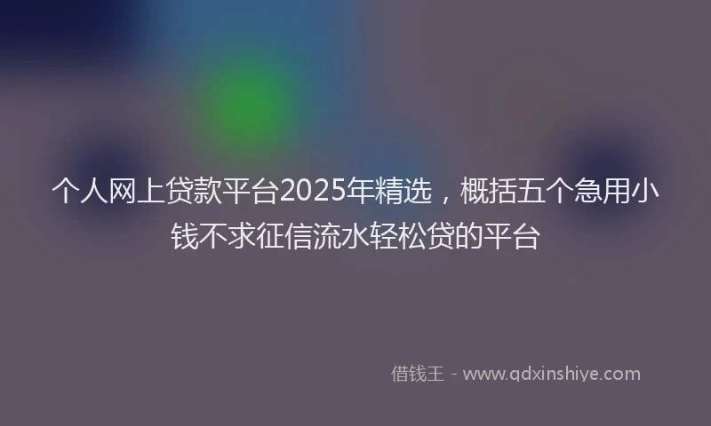 个人网上贷款平台2025年精选，概括五个急用小钱不求征信流水轻松贷的平台