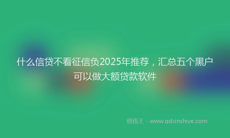 什么信贷不看征信负2025年推荐，汇总五个黑户可以做大额贷款软件