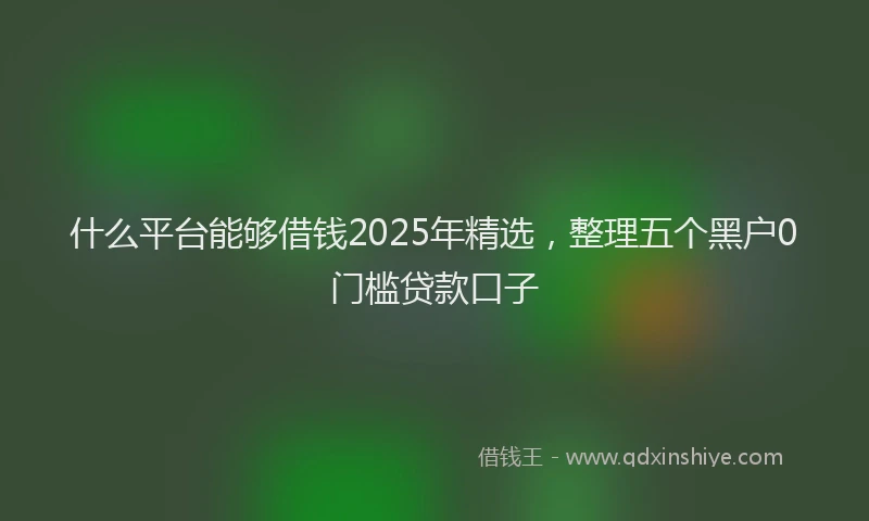 什么平台能够借钱2025年精选，整理五个黑户0门槛贷款口子
