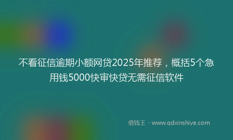 不看征信逾期小额网贷2025年推荐，概括5个急用钱5000快审快贷无需征信软件