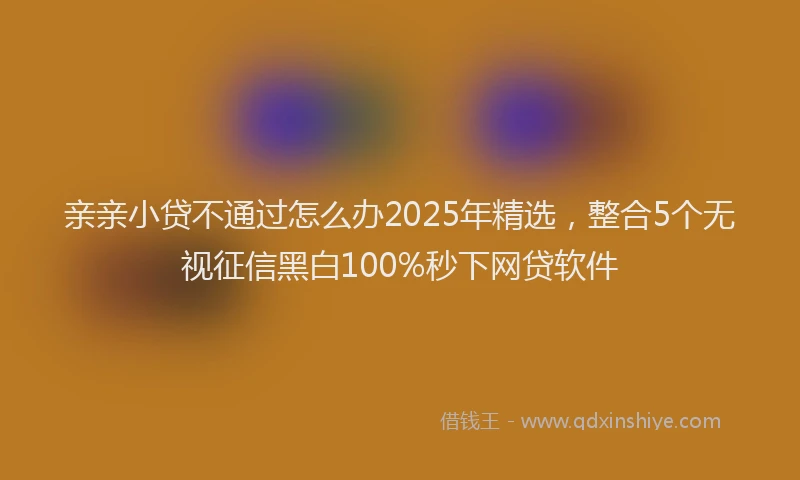 亲亲小贷不通过怎么办2025年精选，整合5个无视征信黑白100%秒下网贷软件