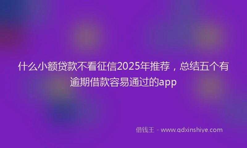 什么小额贷款不看征信2025年推荐，总结五个有逾期借款容易通过的app