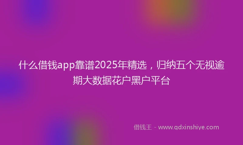 什么借钱app靠谱2025年精选，归纳五个无视逾期大数据花户黑户平台