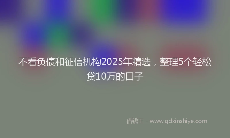 不看负债和征信机构2025年精选，整理5个轻松贷10万的口子