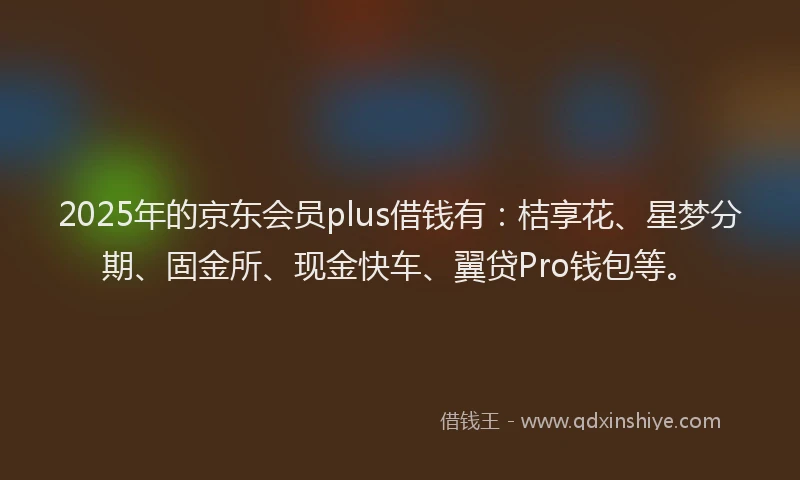 2025年的京东会员plus借钱有：桔享花、星梦分期、固金所、现金快车、翼贷Pro钱包等。