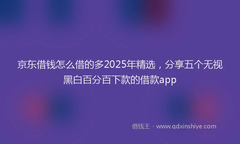 京东借钱怎么借的多2025年精选，分享五个无视黑白百分百下款的借款app