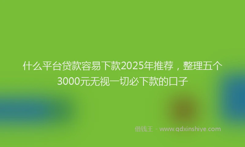 什么平台贷款容易下款2025年推荐，整理五个3000元无视一切必下款的口子