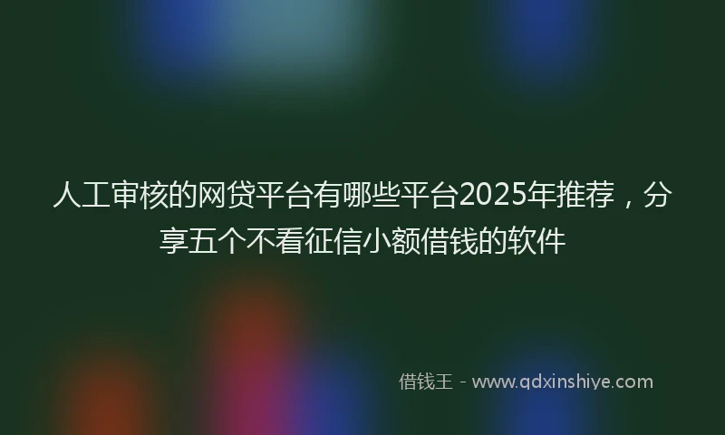 人工审核的网贷平台有哪些平台2025年推荐，分享五个不看征信小额借钱的软件