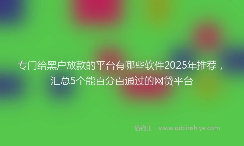 专门给黑户放款的平台有哪些软件2025年推荐，汇总5个能百分百通过的网贷平台