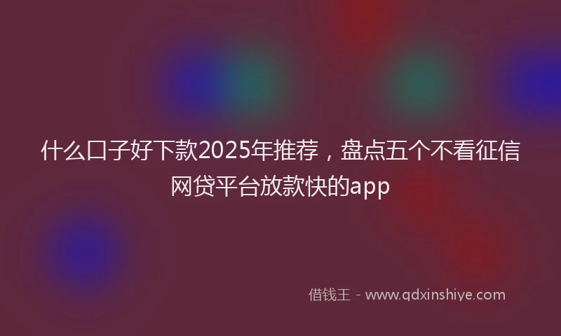什么口子好下款2025年推荐，盘点五个不看征信网贷平台放款快的app