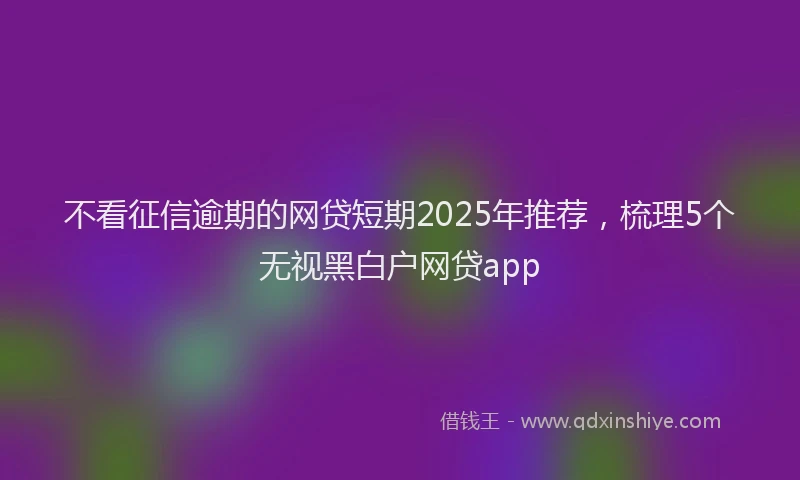 不看征信逾期的网贷短期2025年推荐，梳理5个无视黑白户网贷app