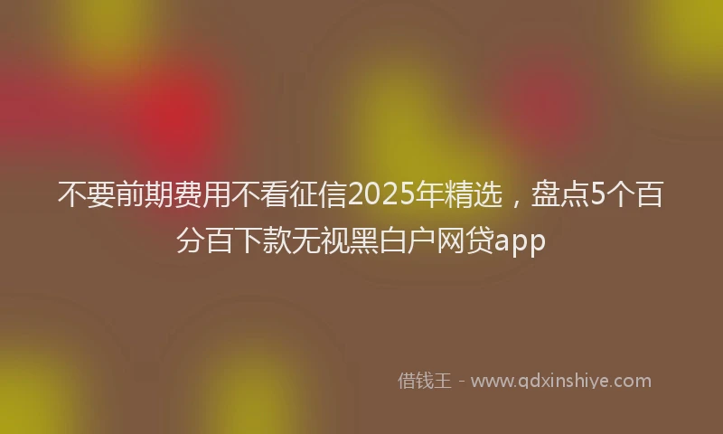 不要前期费用不看征信2025年精选，盘点5个百分百下款无视黑白户网贷app