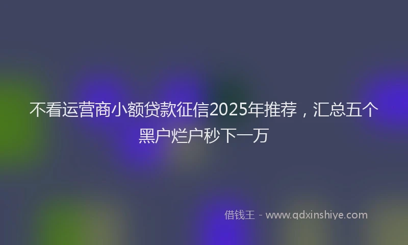 不看运营商小额贷款征信2025年推荐，汇总五个黑户烂户秒下一万