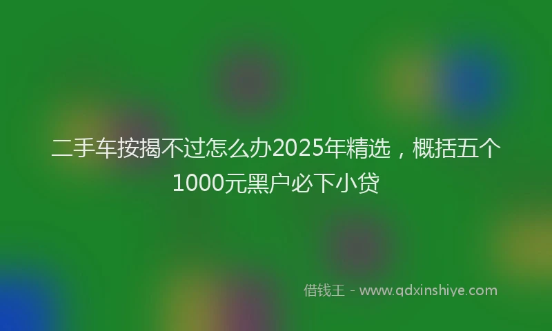 二手车按揭不过怎么办2025年精选，概括五个1000元黑户必下小贷