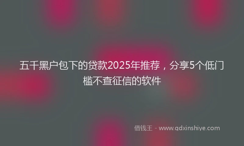 五千黑户包下的贷款2025年推荐，分享5个低门槛不查征信的软件