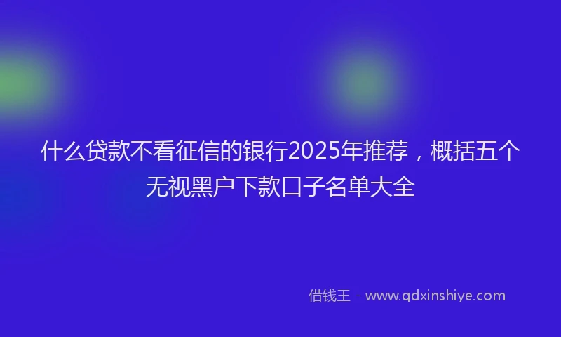 什么贷款不看征信的银行2025年推荐，概括五个无视黑户下款口子名单大全