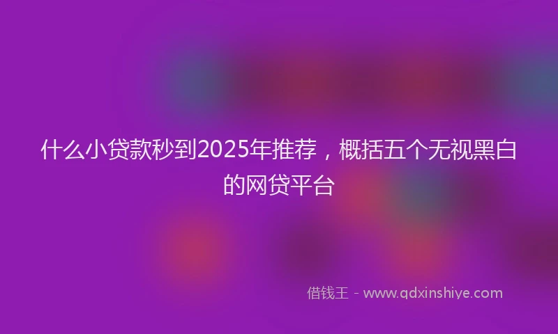 什么小贷款秒到2025年推荐，概括五个无视黑白的网贷平台