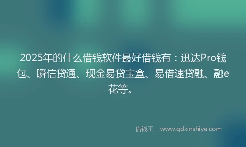 2025年的什么借钱软件最好借钱有：迅达Pro钱包、瞬信贷通、现金易贷宝盒、易借速贷融、融e花等。