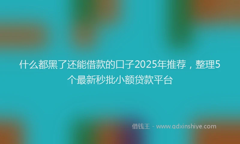 什么都黑了还能借款的口子2025年推荐，整理5个最新秒批小额贷款平台