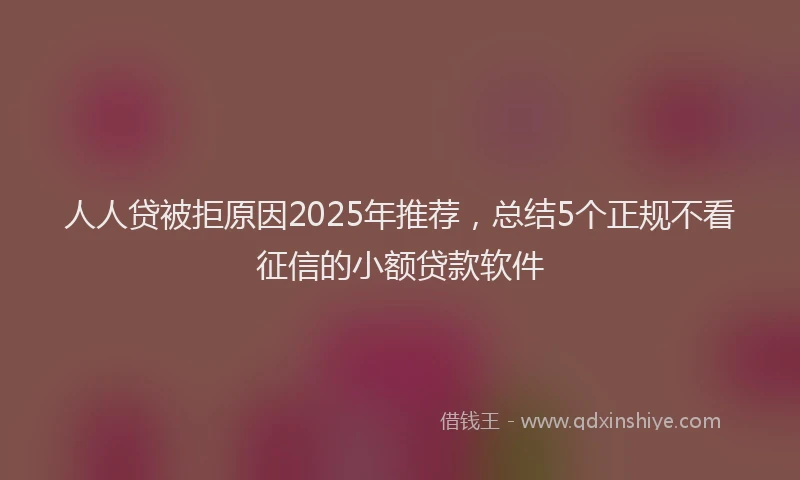 人人贷被拒原因2025年推荐，总结5个正规不看征信的小额贷款软件