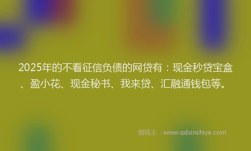 2025年的不看征信负债的网贷有：现金秒贷宝盒、盈小花、现金秘书、我来贷、汇融通钱包等。