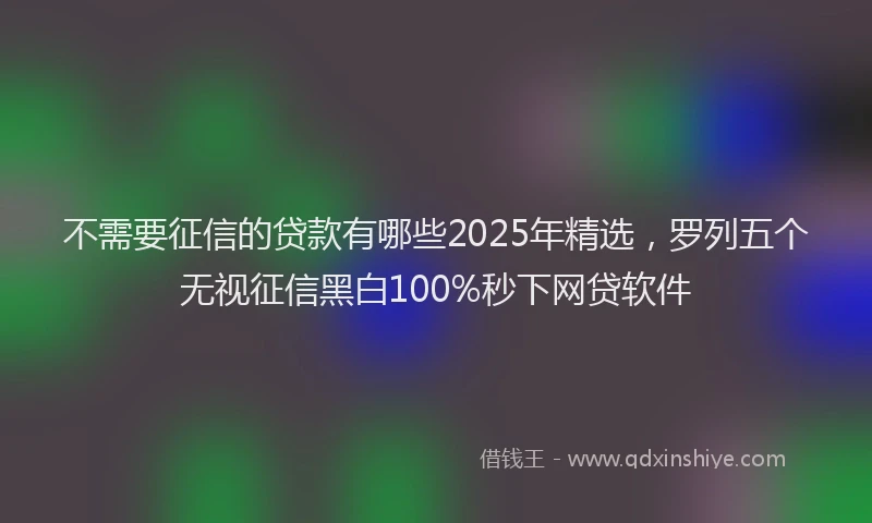 不需要征信的贷款有哪些2025年精选，罗列五个无视征信黑白100%秒下网贷软件