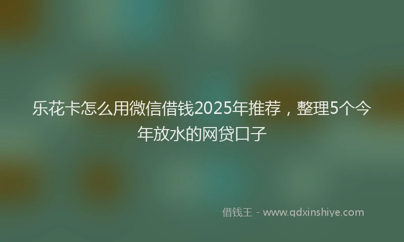 乐花卡怎么用微信借钱2025年推荐，整理5个今年放水的网贷口子