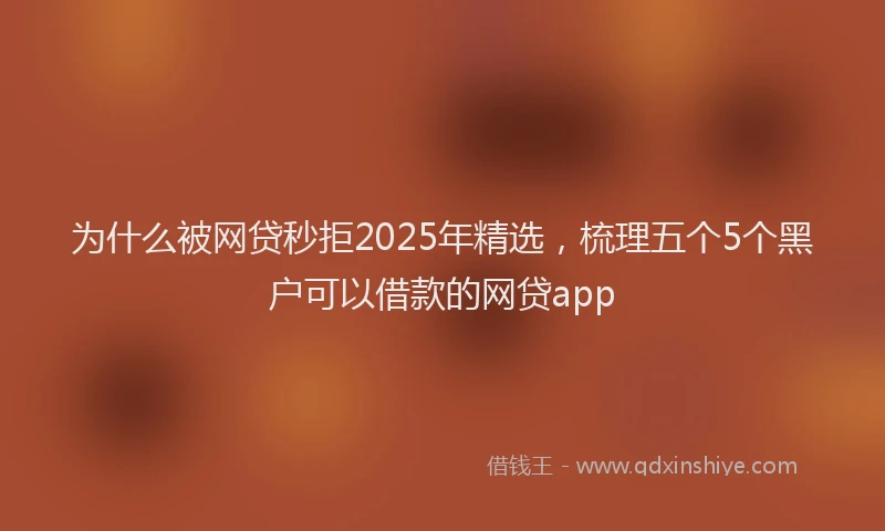 为什么被网贷秒拒2025年精选，梳理五个5个黑户可以借款的网贷app