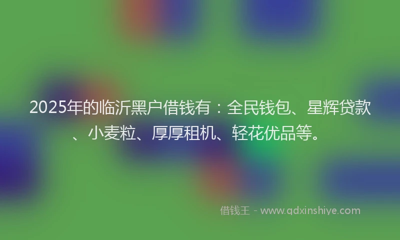 2025年的临沂黑户借钱有：全民钱包、星辉贷款、小麦粒、厚厚租机、轻花优品等。