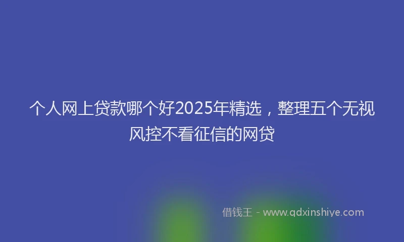 个人网上贷款哪个好2025年精选，整理五个无视风控不看征信的网贷