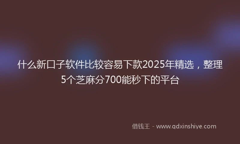 什么新口子软件比较容易下款2025年精选，整理5个芝麻分700能秒下的平台