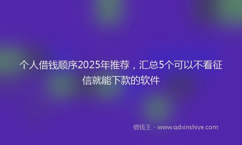个人借钱顺序2025年推荐，汇总5个可以不看征信就能下款的软件