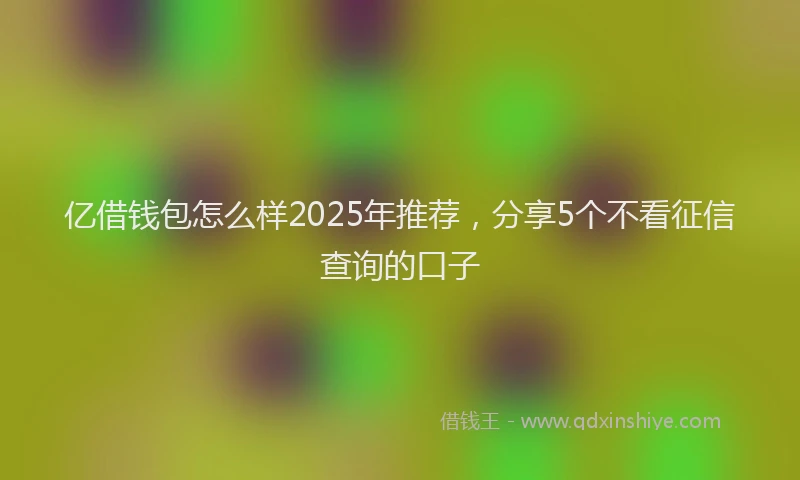 亿借钱包怎么样2025年推荐，分享5个不看征信查询的口子