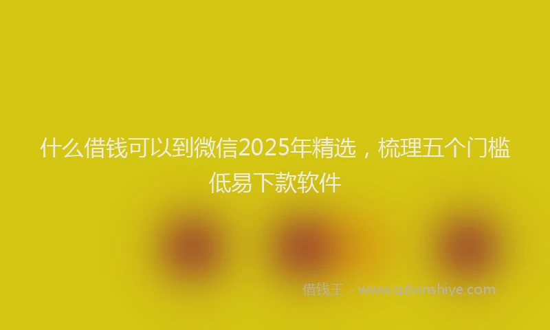 什么借钱可以到微信2025年精选，梳理五个门槛低易下款软件