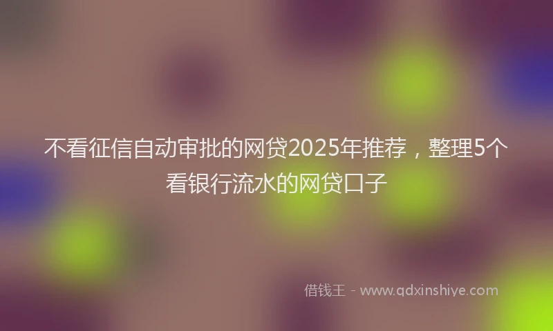 不看征信自动审批的网贷2025年推荐，整理5个看银行流水的网贷口子