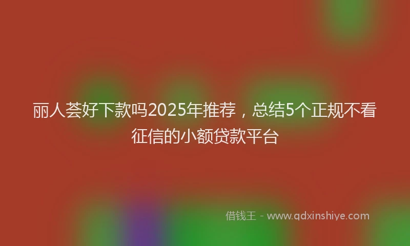 丽人荟好下款吗2025年推荐，总结5个正规不看征信的小额贷款平台