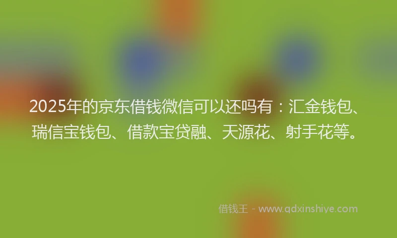2025年的京东借钱微信可以还吗有：汇金钱包、瑞信宝钱包、借款宝贷融、天源花、射手花等。