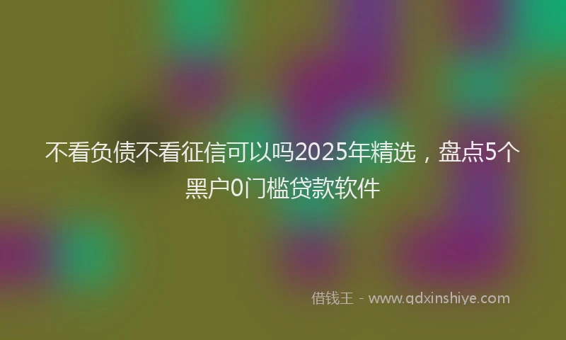 不看负债不看征信可以吗2025年精选，盘点5个黑户0门槛贷款软件