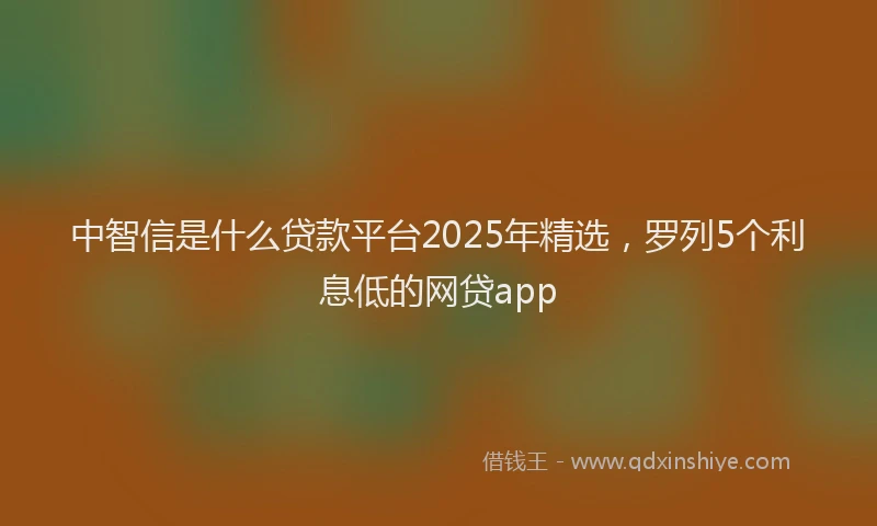 中智信是什么贷款平台2025年精选，罗列5个利息低的网贷app