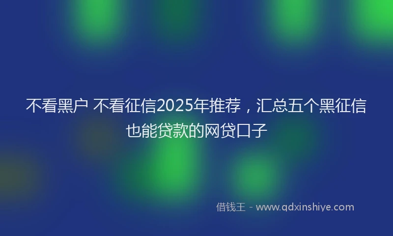 不看黑户 不看征信2025年推荐，汇总五个黑征信也能贷款的网贷口子