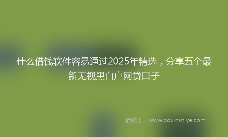 什么借钱软件容易通过2025年精选，分享五个最新无视黑白户网贷口子